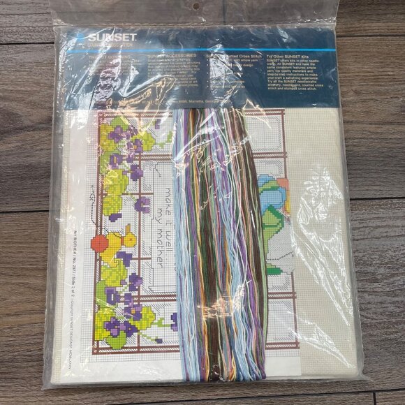 Dimensions Sunset‎ Counted Cross Stitch Kit Vtg 1985 My Mother 2977 Cotton NEW - Picture 5 of 6